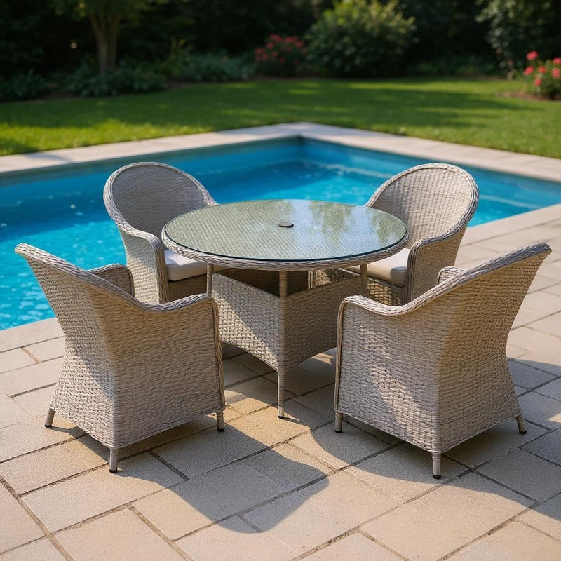 Shatchi Patio Dining Set with, 73cm H x 110cm W x 110cm D, 4