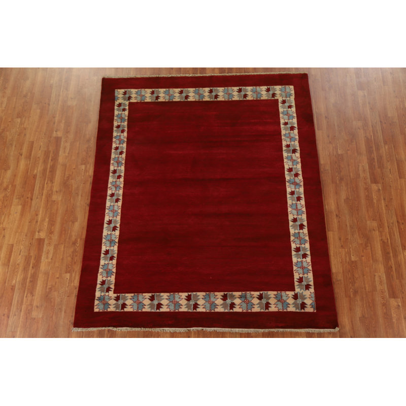Tapis rouge en laine Gabbeh 7 x 8