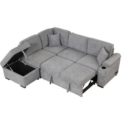 Canapé-lit polyvalent avec repose-pieds et rangement pour espaces compacts