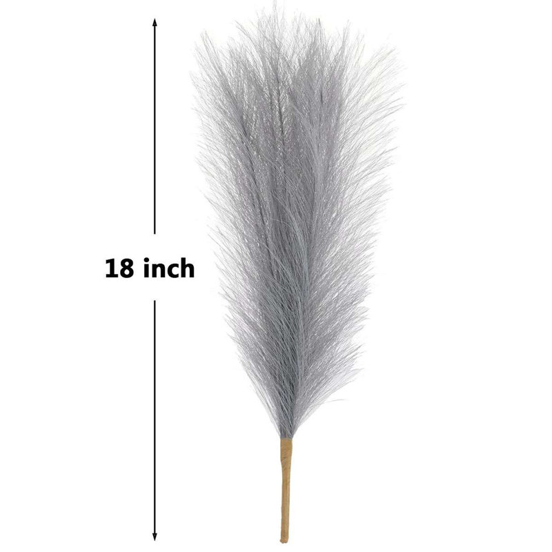 Jernigan 18" Faux Pampas Grass Decor Artificial Fake Branches Plants (Set of 5), Gray