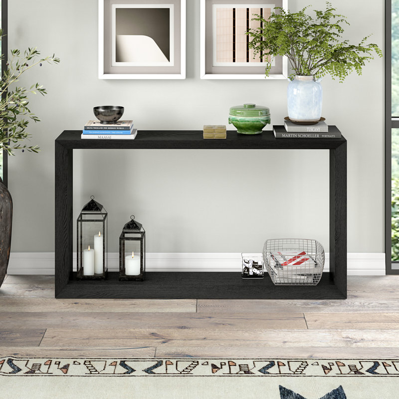 Osmond 55" Wide Rectangular Console Table, Black Grain