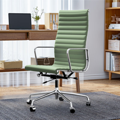 Chaise de bureau en cuir véritable Ashvina
