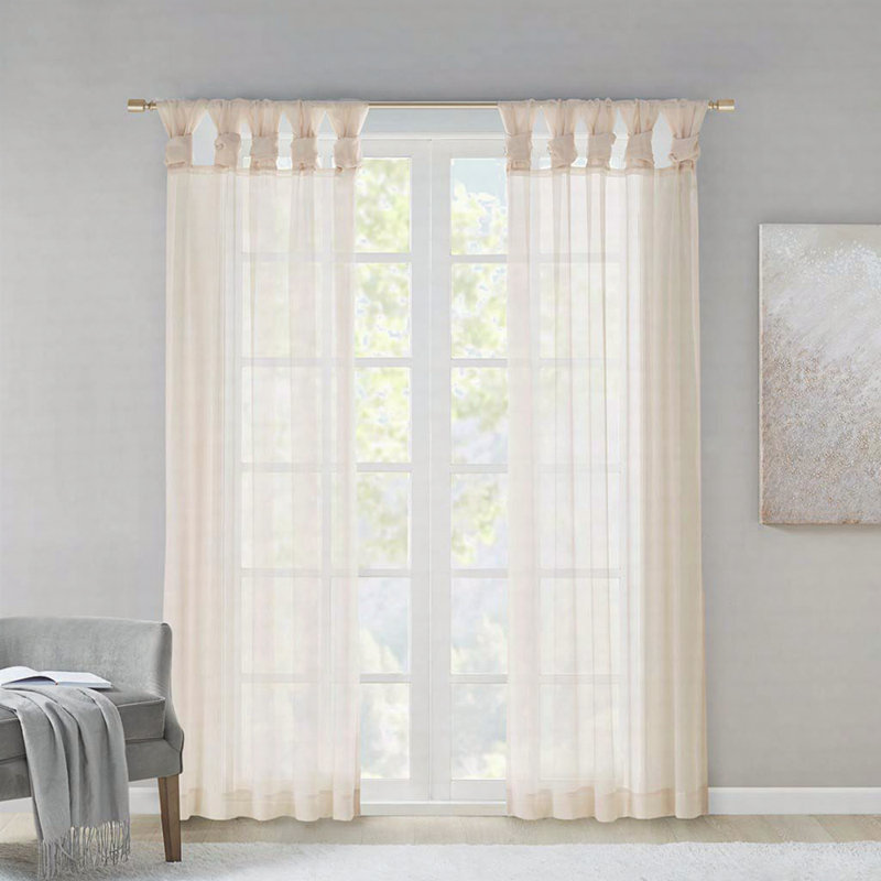 Paire de rideaux en polyester Gemmalynn, White, 50" W x 63" L