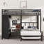 Grand lit superposé simple avec garde-robe intégré, lit superposé en métal avec lit gigogne, bureau pliable, échelles, conception à réduction de bruit, noir-1444569947