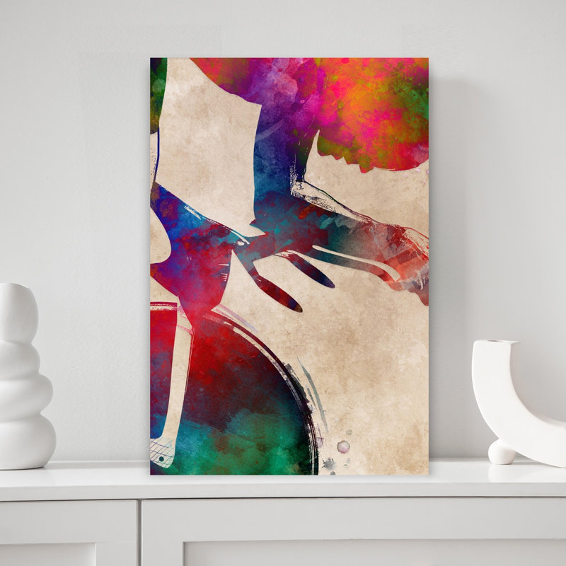 «Dynamic Watercolor Cyclist», art mural contemporain, 18" H x 12" W