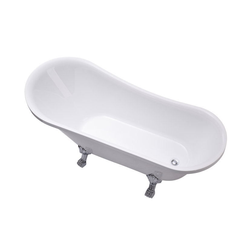 68.9" x 31" Clawfoot Soaking Acrylic Bathtub