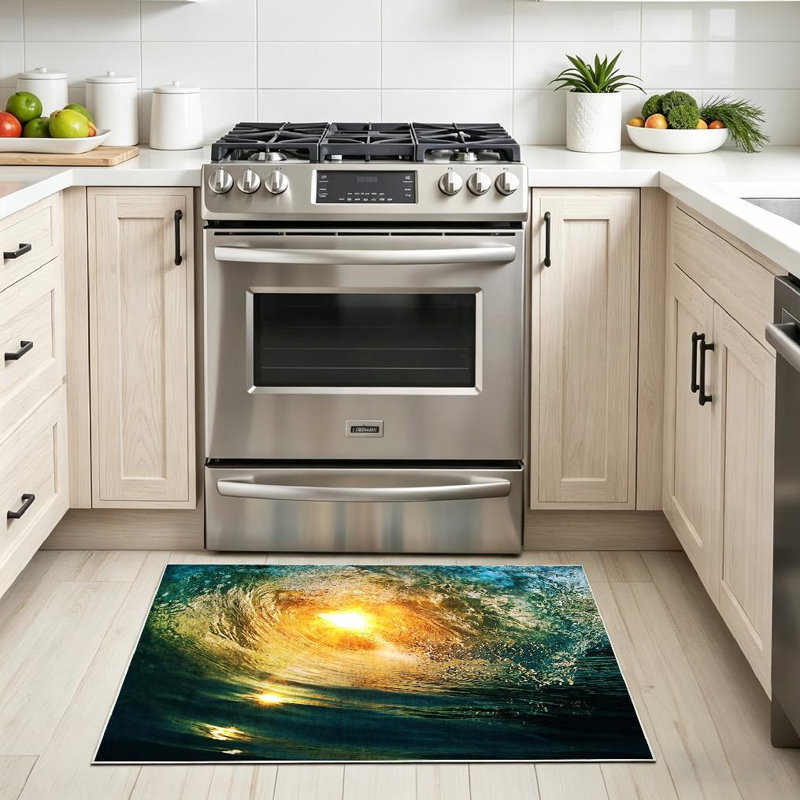 Tapis bleu lavable à la machine bleu, Rectangle 32 po x 47 po