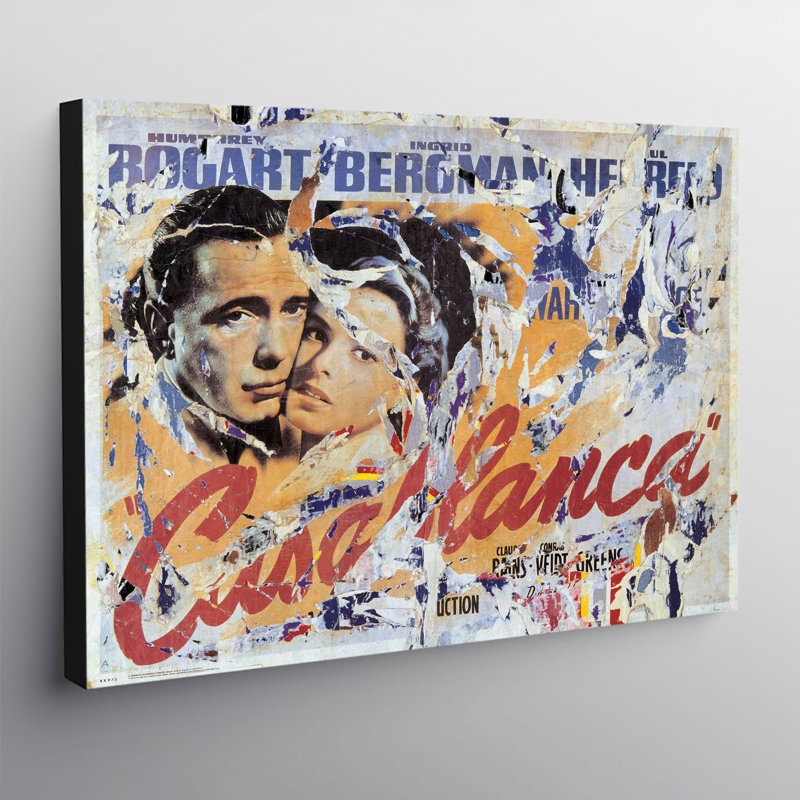Casablanca, Classic Movie, Distressed - Wrapped Canvas Print, 61cm H x 81cm W x 4cm D