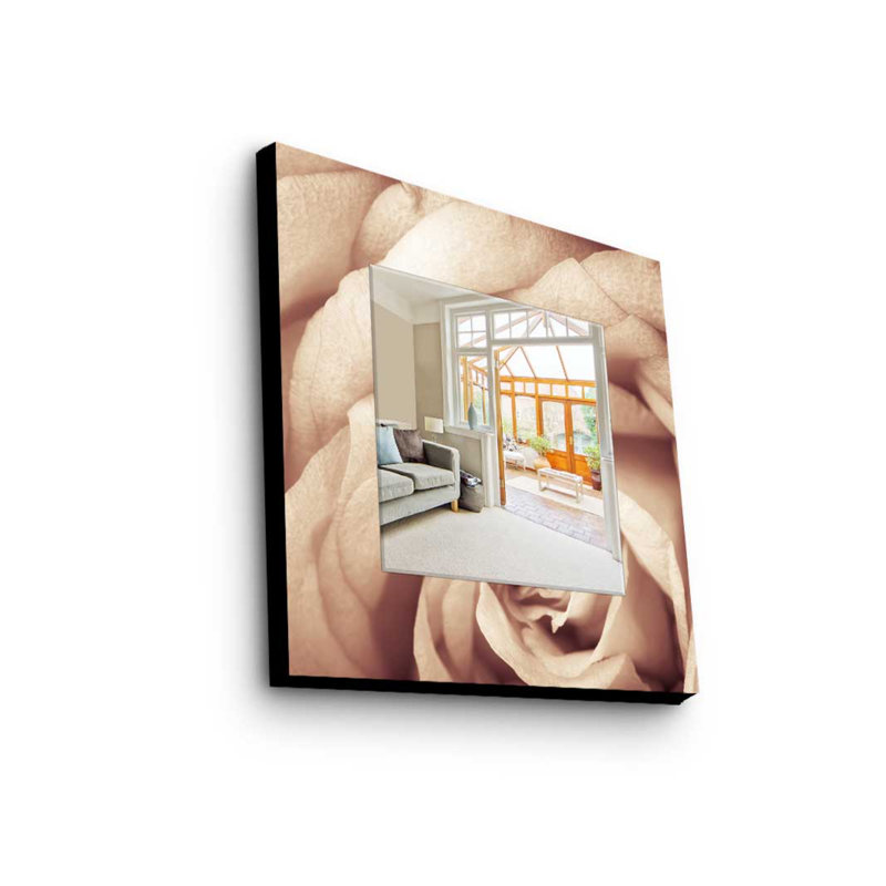 Élégant miroir décoratif avec cadre 100% bois de pin, 19,7 po x 19,7 po | Miroir en verre véritable (épaisseur: 0,2 pouce) | Peinture sur tissu élégante | Parfait pour la décoration intérieure et le vestibule, design durable et chic