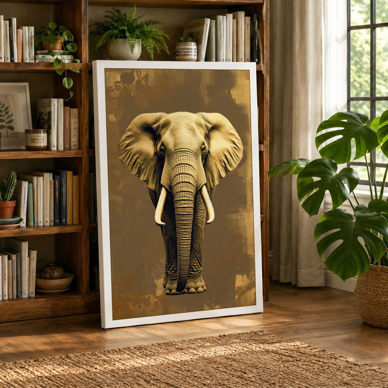 Elephant Portrait Modern - Wrapped Canvas, 30x20 - 76.2 x 50.8 cm, Sage Border