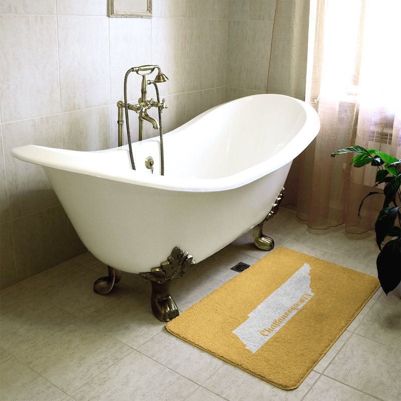 Tapis pour salle de bain en microfibre rectangulaire antidérapant antidérapant, L 17 po x L 21 po, Jaune