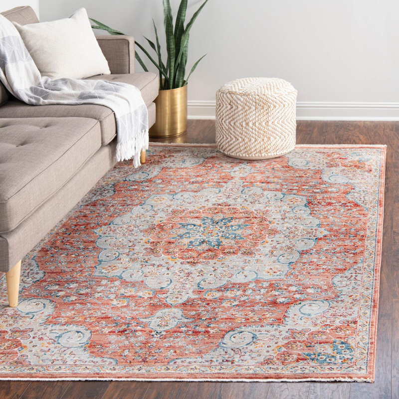 Alize Oriental Red/Ivory/Light Blue Area Rug, Rectangle 2' x 3'1"
