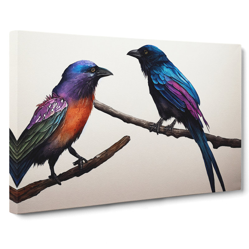 Crow Bird Watercolour Vol.3 - Wrapped Canvas, 35cm H x 50cm W x 3cm D