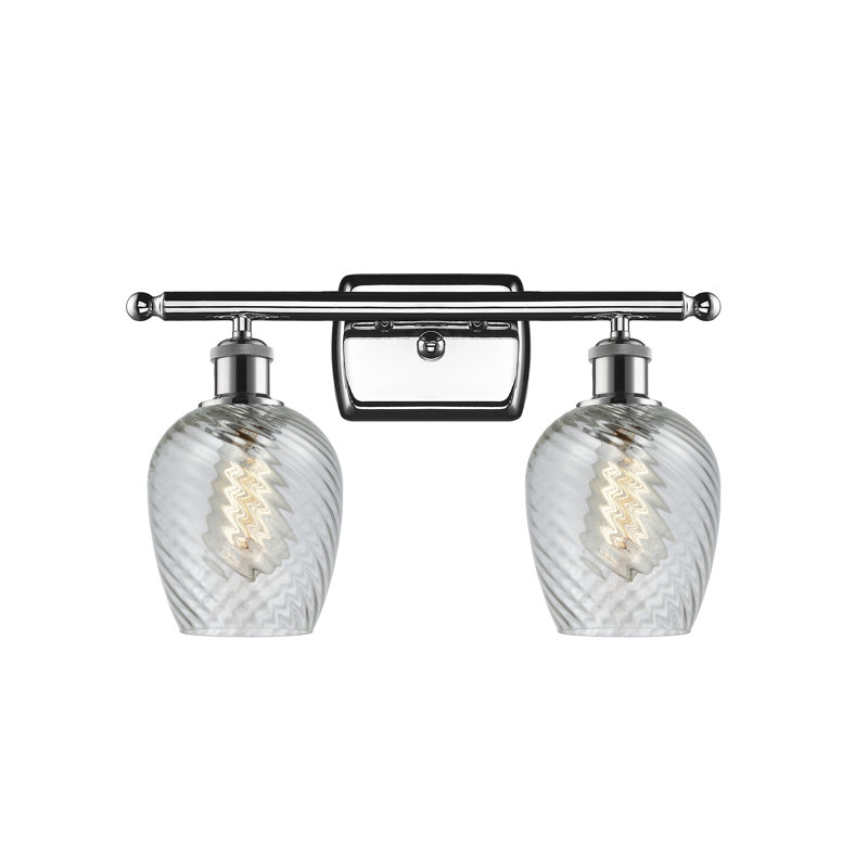 Éclairage pour salle de bain à intensité variable 2 lumières Lyman, Motif cannelé transparent, Nickel satiné brossé