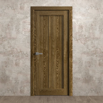 Porte intérieure française pleine 28 x 80 pouces Ego 5006 Chêne Marbre Panneau simple Cadre Poignée Salle de bain Chambre Portes modernes