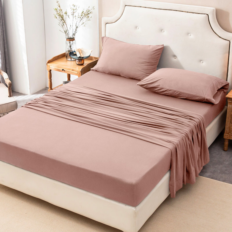 100% coton t-shirt ultra doux, confortable et respirant pour matelas jusqu'à 20 po de poche extra profonde, Rose pétale
