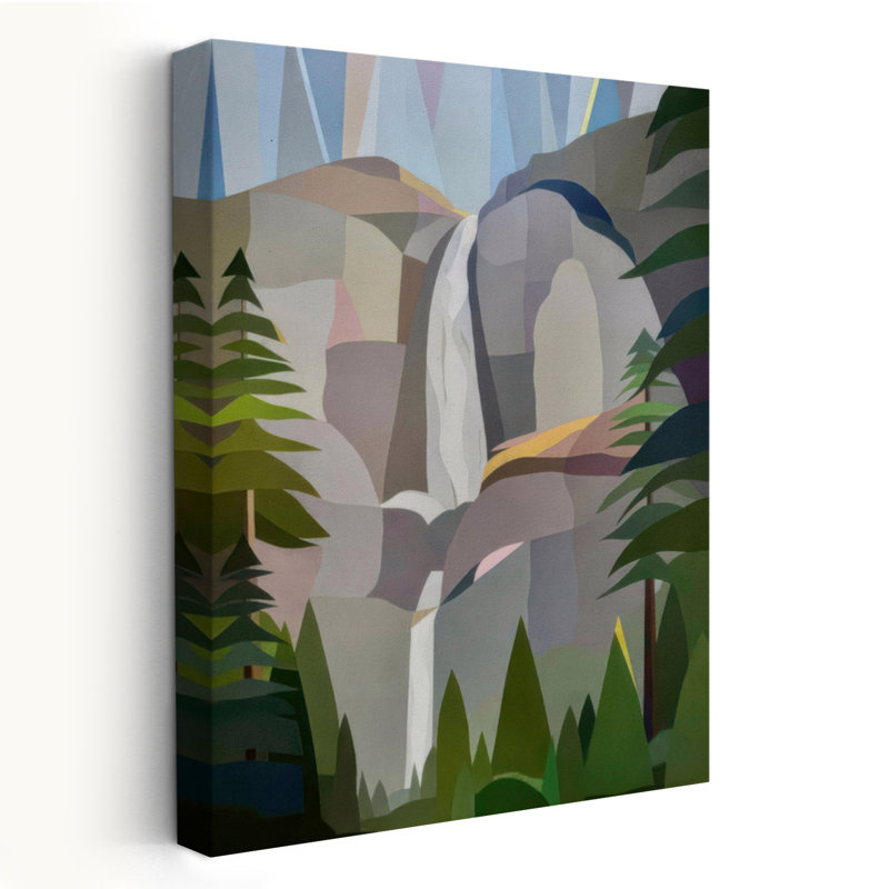 Morning Yosemite Falls - Contemporary Rivers, California Rivers and Streams Art, H 36 po x l 24 po