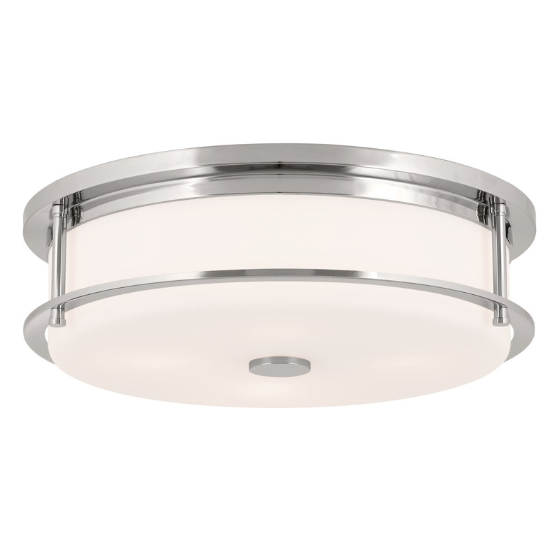 Glass Flush Mount, Polished Nickel