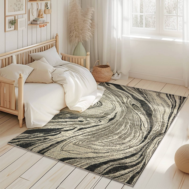 Modern Abstract Rug Contemporary 5X7 Area Rug For Living Room Carpet, Rectangle 5'3" x 7'7"