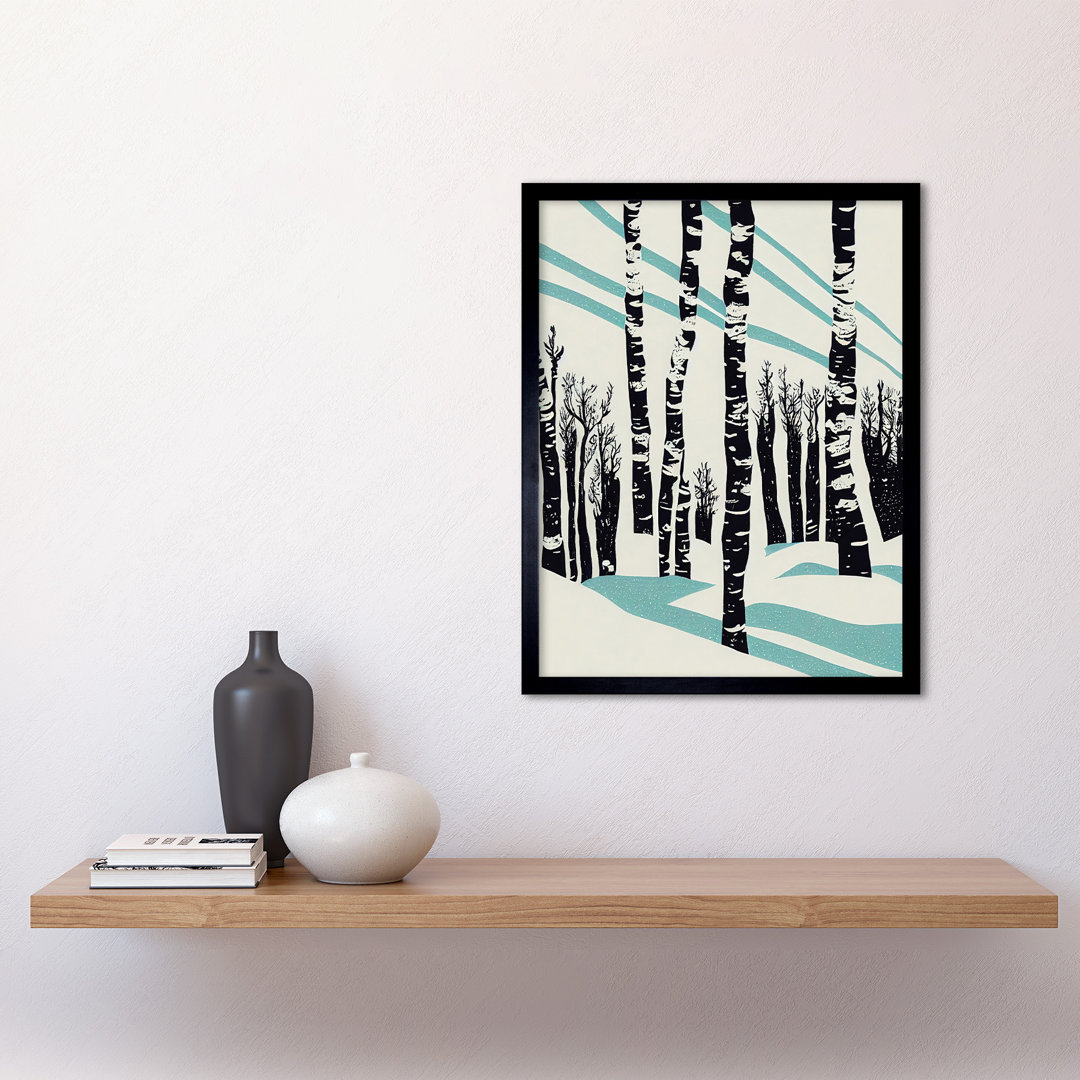 Birch Tree Forest in Winter Stencil Design - Picture Frame Art Prints