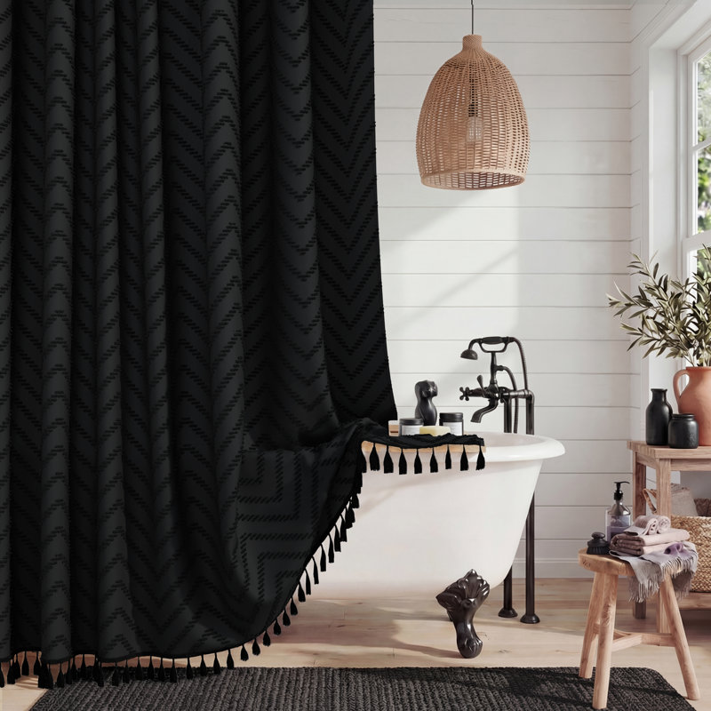 Rideaux de douche Boho, H 84 po x l 72 po, Noir