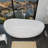 63" Single Slipper Freestanding Solid Surface  Bathtubs Resin Stone Soaking Tubs In White