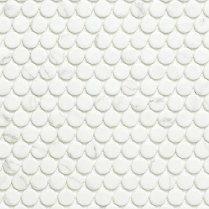 Eterna Penny 12" x 12" Recycled Penny Glass Mosaic Wall & Floor Tile, White