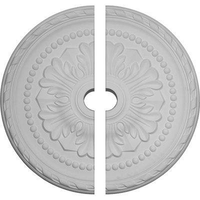 Endurathane Palmetto Ceiling Medallion, 31 1/2"OD x 3 5/8"ID x 1 3/4"P (Fits Canopies up to 7 5/8"), Two Piece, Factory Primed