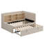 Lit de jour rembourré avec lit gigogne, tablettes de rangement, port USB et prise de courant-1521837842