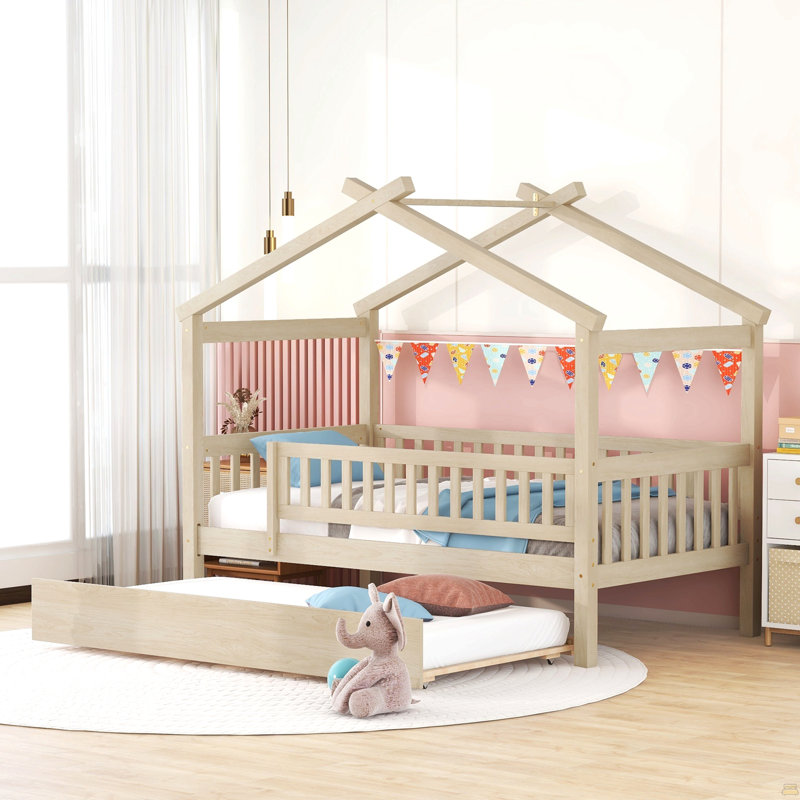 Lit en bois avec lit gigogne Watsons, Naturel