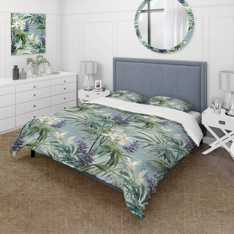 Ensemble de housse de couette Green Green Bamboo Serenade, Housse de couette simple + 1 taie décorative stan