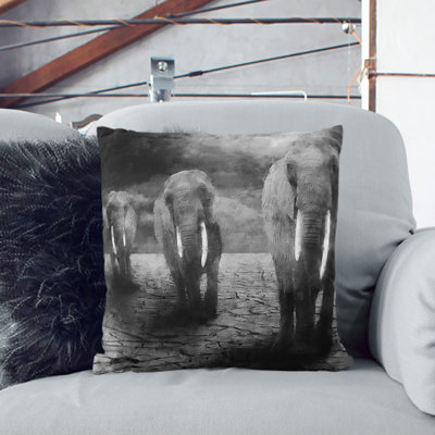 Three Elephants Scatter Cushion with Filling