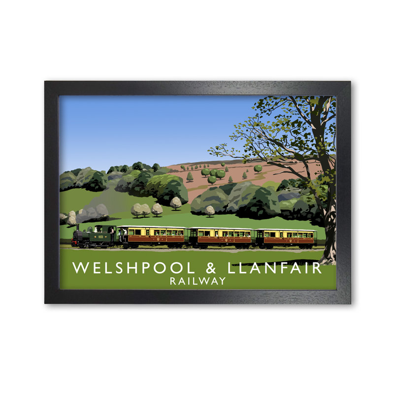 Welshpool & Llanfair Railway by Richard O'Neill - Single Picture Frame Print, 42 cm H x 594 cm W, Black