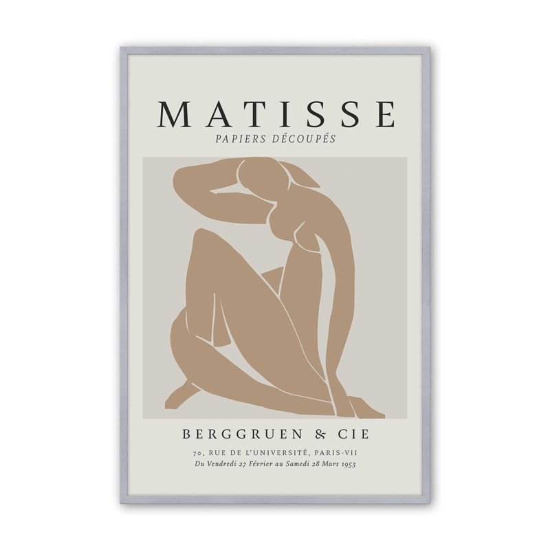 Matisse's Nude II en brun clair roulé, H 15,25 po x l 12,25 po x P 1,25 po, Reproduction encadrée sans passe-partout