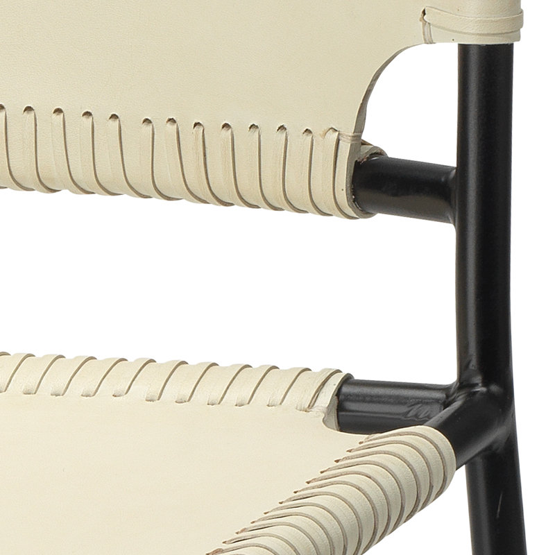 Asher Leather Upholstered Side Chair, Off White