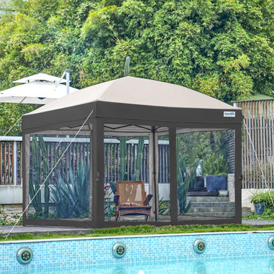 Quictent 10'x10' Pop up Canopy Tent with Netting, One Person Instant Setup Screen House Room Tent Screened- 4 Magnetic Doors Waterproof (Gray)