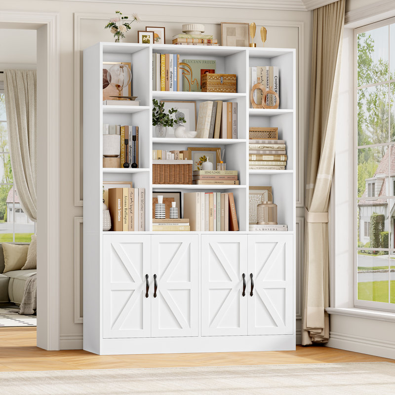 74.8'' H Storage Bookcase With 10 Open Cubes, White