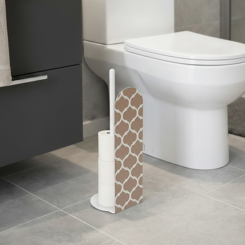 Porte-papier hygiénique sur pied beige géométrique