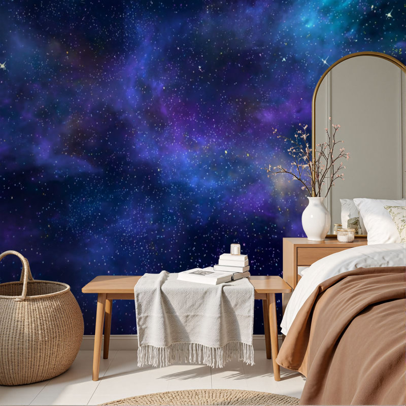 Papier peint adhésif autocollant Galaxy Outer Space, L 96 po x l 69 po