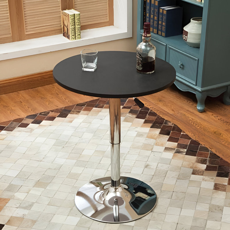Coveney Adjustable Bar Table, Black, Chrome