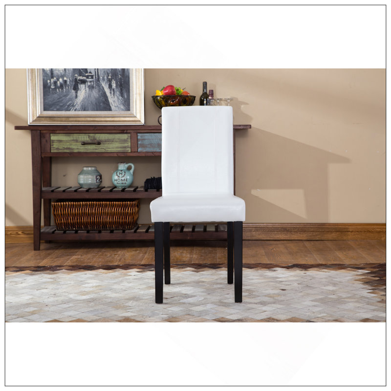 Ensemble de chaises Parson rembourrées en similicuir élégantes et confortables pour les espaces de vie modernes, Blanc