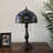 Bernhardiene Tiffany Table Lamp Blue Purple Stained Glass Tulips LED Bulbs Included H22"