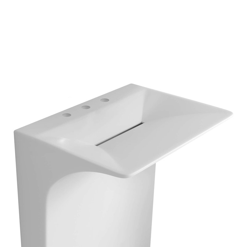 Lavabo de salle de bain rectangulaire sur pied 33,5 po Wetstone