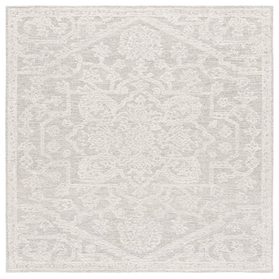 Tapis oriental ivoire / gris en laine / coton touffeté à la main Daneshia