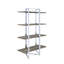 Grande bibliothèque autoportante avec base en métal au fini et 4 tablettes en bois rectangulaires pour le rangement de l'organisation