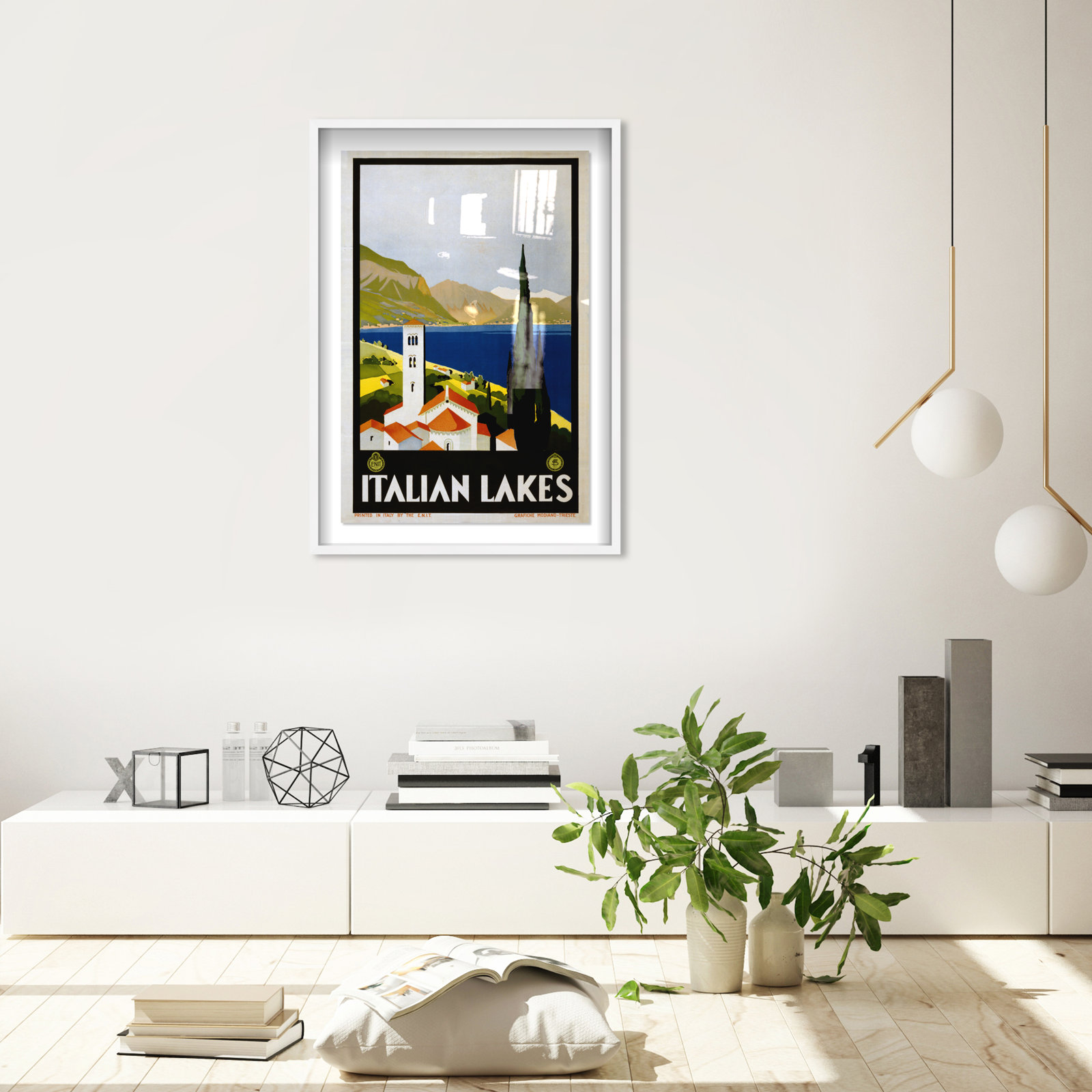 Italy, White Framed, 37" H x 25" W x 1" D