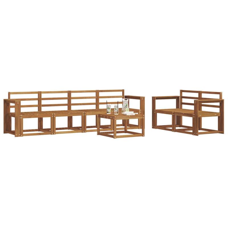  Outdoor Sofa Set 7 Pcs Solid Acacia Wood Sectional Garden Furniture