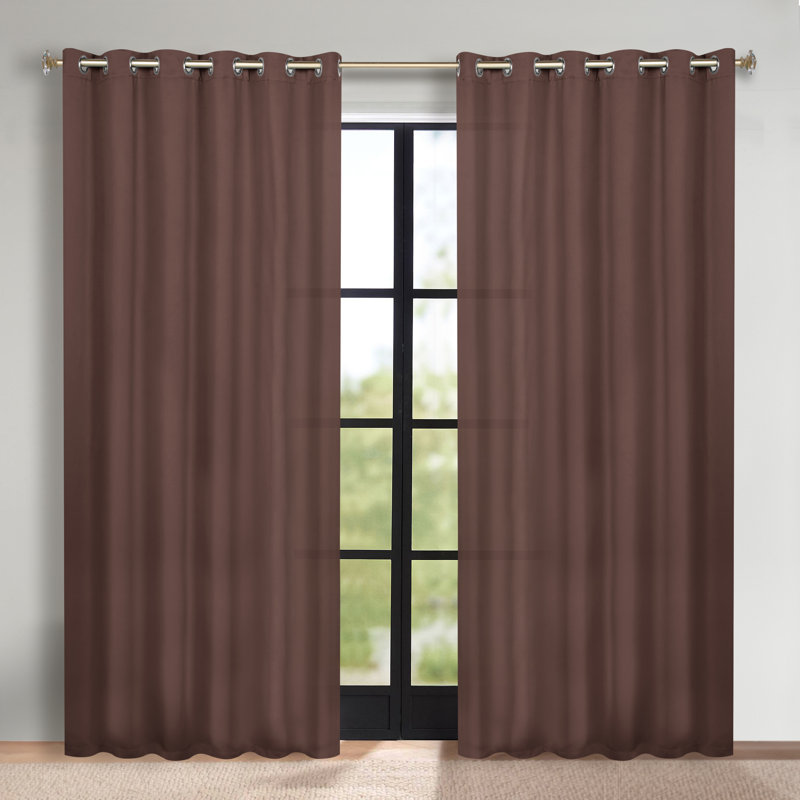 Paire de rideaux obscurcissant avec œillets Millendon, Cappuccino, L 70 po x L 120 po