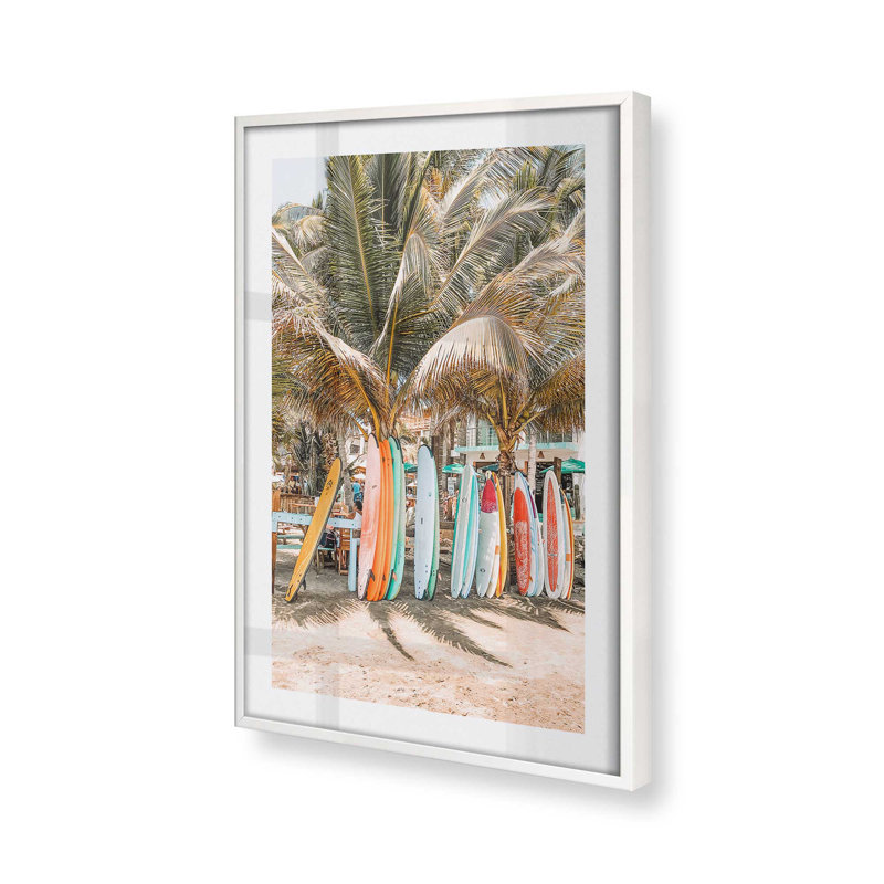Surf's Paradise Print, 37" H x 25" W x 1.25" D, Opaque White Framed