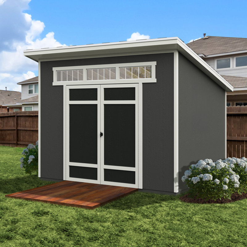Olympia 10x7.5 Beige Wood Storage Shed with Double Doors